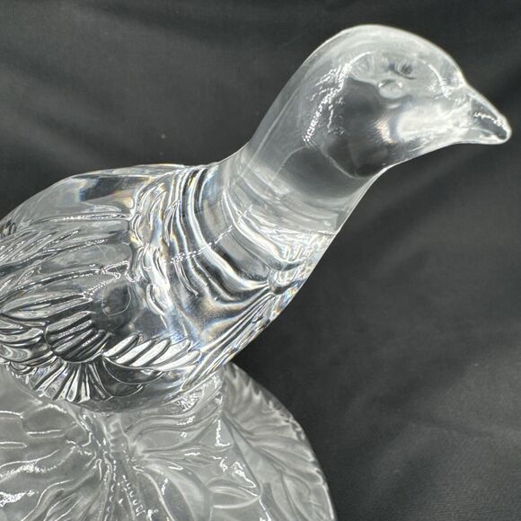 Crystal Red Grouse Figurine Glass Cristal D'Arques France Clear 5.5” T x 5.25”L - Picture 9 of 12